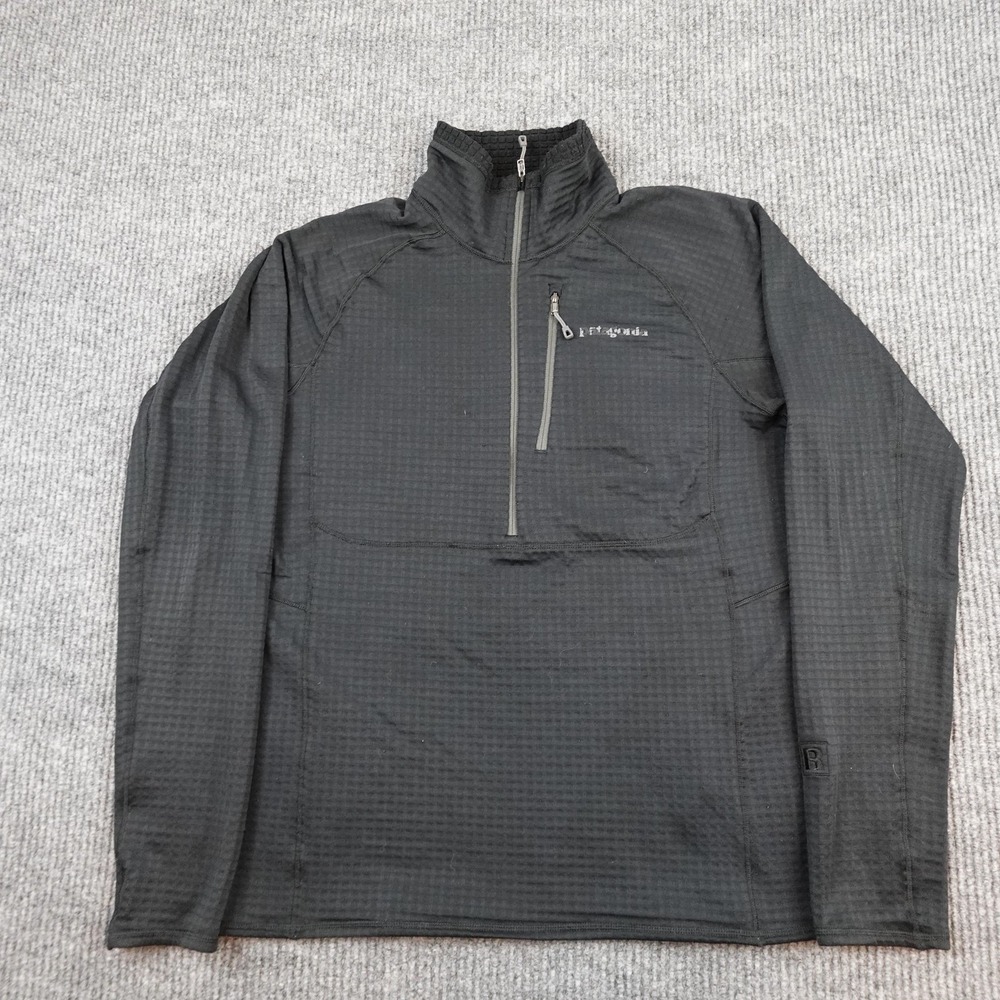 Patagonia R1 Pullover Mens Medium Black 1/4 Zip Polartec Fleece Baselayer